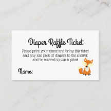 Woodland Fox Baby Shower Diaper Raffle Ticket