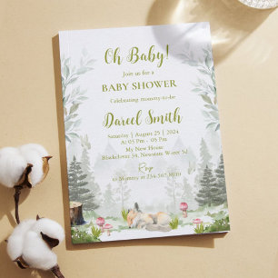 Woodland Fox Baby Shower Editable Invitation