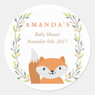 Woodland Fox Baby Shower Favour Sticker