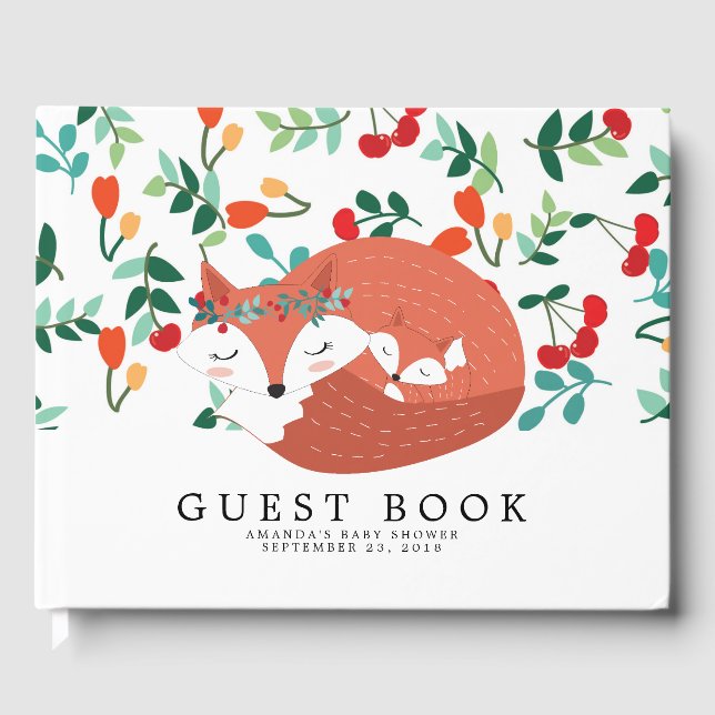 Woodland Fox Baby Shower Guest Book (Front)