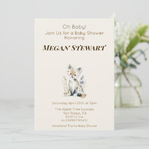 Woodland Fox Baby Shower Invitation
