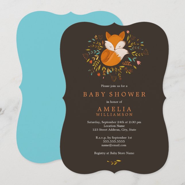 Woodland Fox Baby Shower Invitation (Front/Back)