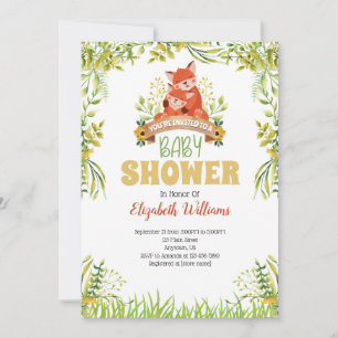Woodland Fox Baby Shower Invitation