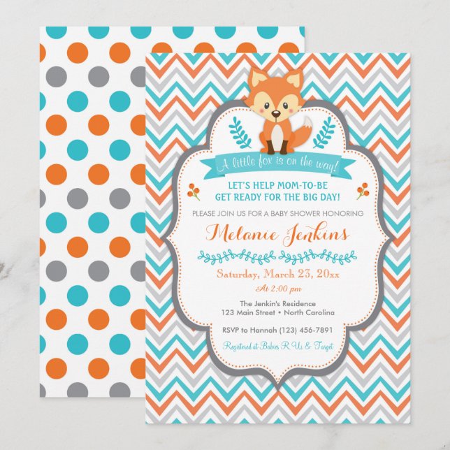 Woodland Fox Baby Shower Invitation (Front/Back)