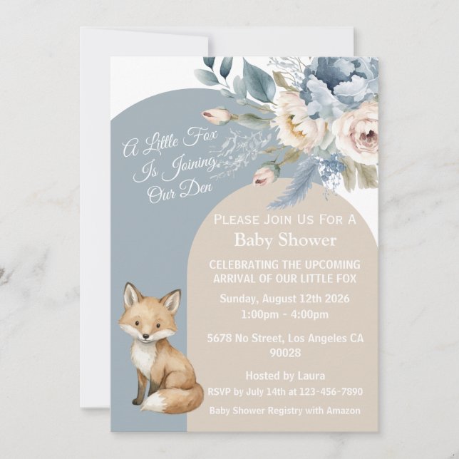 Woodland Fox Baby Shower Invitation (Front)