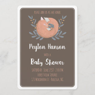 Woodland Fox Baby Shower Invitation (Double Sided)