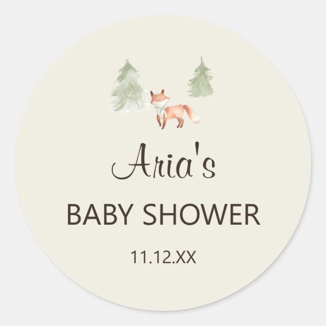 Woodland Fox Baby Shower Invitation Envelope Seal (Front)