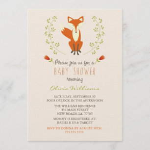 Woodland Fox Baby Shower Invitations