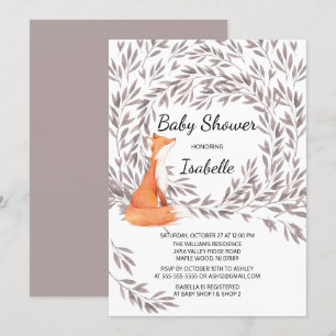 Woodland Fox Baby Shower Invite