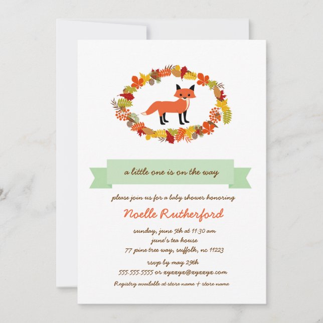 Woodland Fox Baby Shower Invites / bright forest (Front)