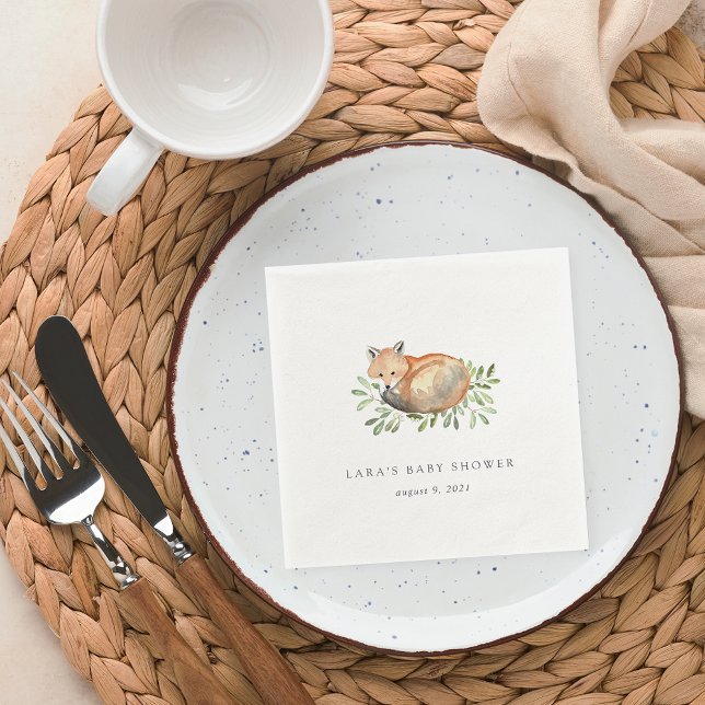 Woodland Fox Baby Shower Napkin (Creator Uploaded)
