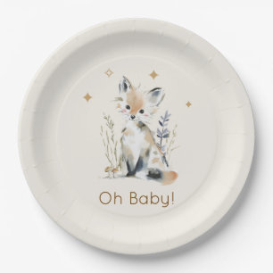 Woodland Fox Baby Shower Paper Plate