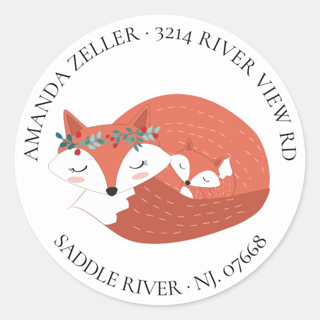 Woodland Fox Baby Shower Return Address Label (Front)