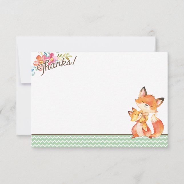 Woodland Fox Baby Shower Thank You Card (Front)