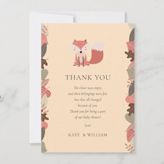 Woodland Fox Baby Shower Thank You Poem (Front)