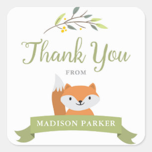 Woodland Fox Baby Shower Thank You Stickers