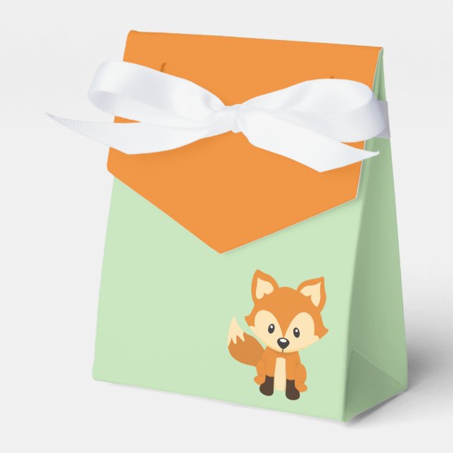 Woodland Fox Baby Shower Treat Favour Boxes (Front Side)