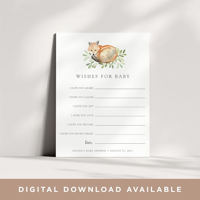 Woodland Fox Baby Shower Wishes Card (Creator Uploaded)