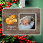Woodland Fox Baby's 1st Christmas Photo Ornament<br><div class="desc">Cute woodland fox for a baby boys first christmas. Matching items available in our shop.</div>