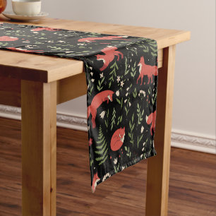 Woodland Fox Botanical Pattern Short Table Runner