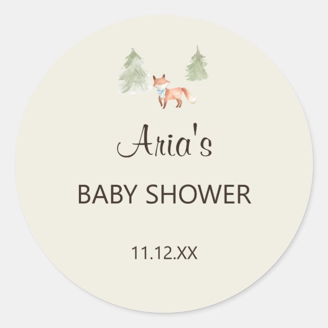 Woodland Fox Boy Baby Shower Envelope Seal (Front)