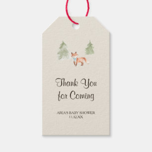 Woodland Fox Boy Baby Shower Favour Gift Tags