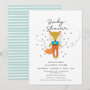Woodland Fox Boy Baby Shower Invitation
