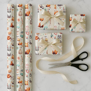 Woodland Fox Bunny Wrapping Paper Bundle of 3
