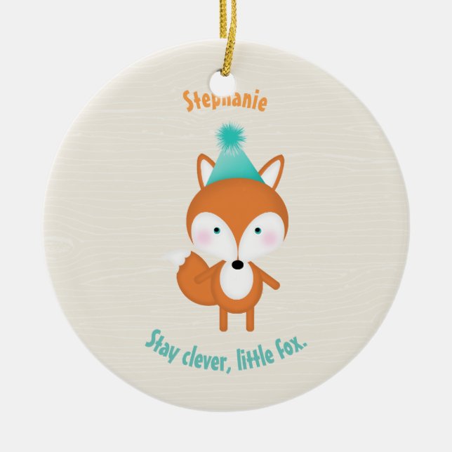 Woodland Fox Ceramic Tree Decoration (Front)
