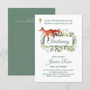 Woodland Fox Christening Invites Baptism