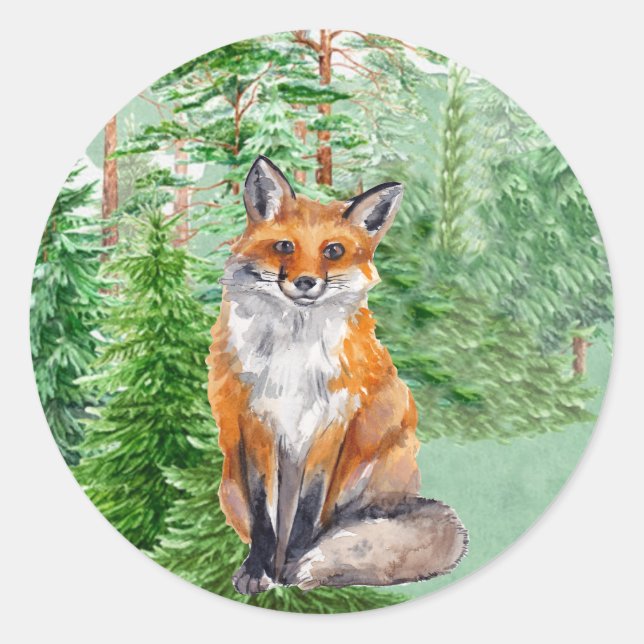 Woodland Fox Christmas Sticker (Front)