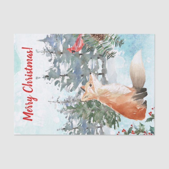 Woodland Fox Christmas Tissue Paper (Front)