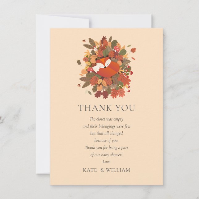 Woodland Fox Cub Baby Shower Thank You Poem (Front)
