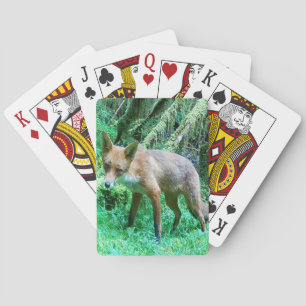 Woodland Fox Cub Forest Moss Green Nature Wildlife Playing Cards