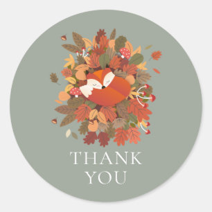 Woodland Fox Cub Thank You Classic Round Sticker
