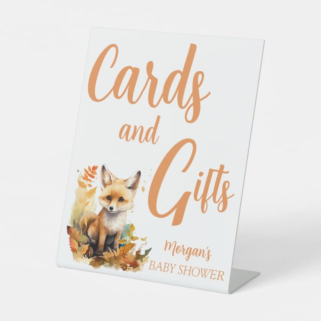 Woodland Fox Cute Baby Shower Cards Gifts Sign (Front)