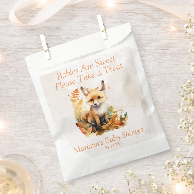 Woodland Fox Cute Baby Shower Favour Bags (Clipped)