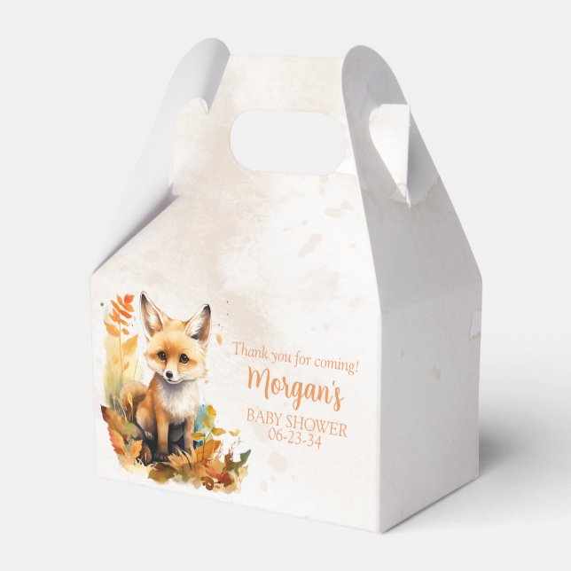 Woodland Fox Cute Baby Shower Favour Box (Front Side)