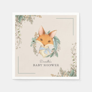 Woodland Fox Cute Baby Shower for Boy Napkin