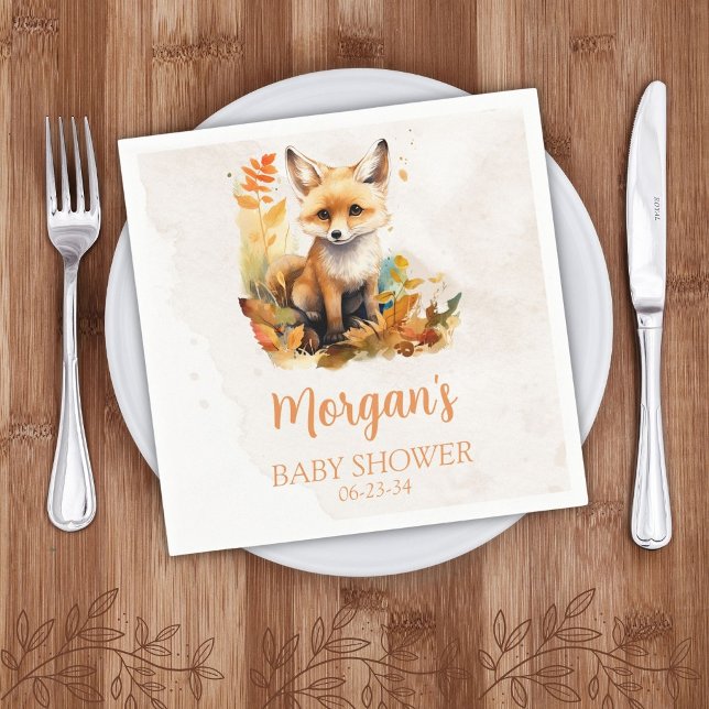 Woodland Fox Cute Baby Shower Napkin (Creator Uploaded)
