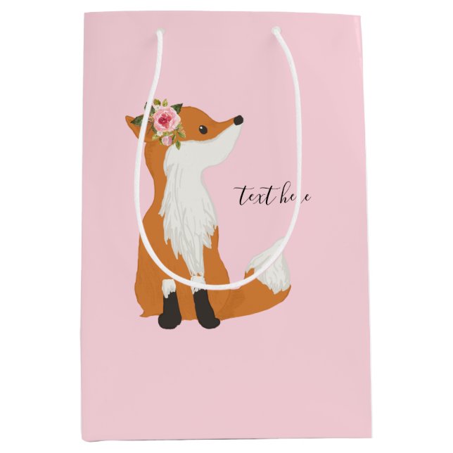 woodland fox, cute fox, medium gift bag (Front)