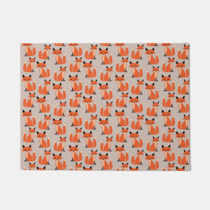 Woodland fox cute retro whimsical hipster foxes doormat