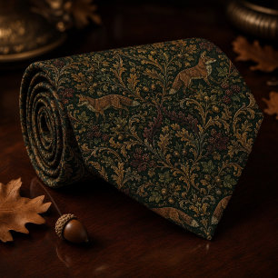 Woodland Fox Damask Tapestry Tie