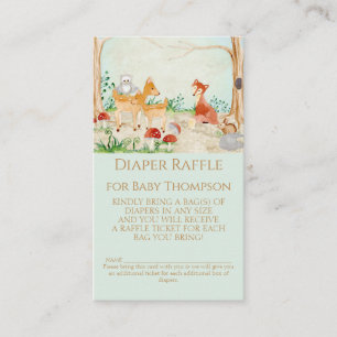 Woodland Fox Deer Diaper Raffle Gender Neutral Business Card