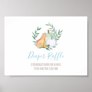 Woodland Fox Diaper Raffle Baby Shower Sign
