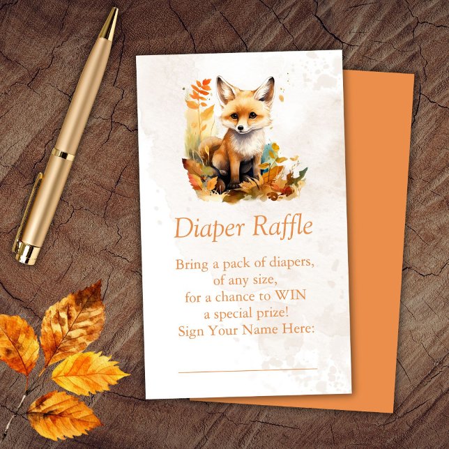 Woodland Fox Diaper Raffle Ticket Enclosure Card (Creator Uploaded)