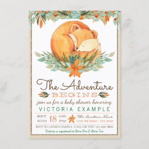 Woodland Fox Fall Autumn Baby Shower Invitations