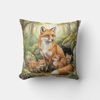 Woodland Fox Family Kids Cushion