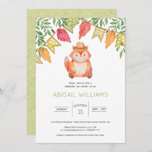 Woodland Fox Family Party Minimal Baby Shower Invitation