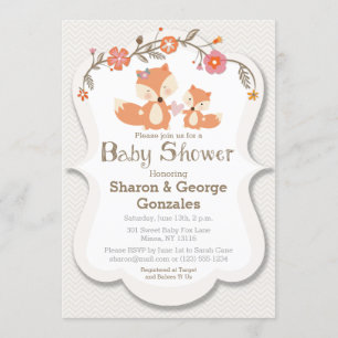 Woodland Fox Floral Baby Shower Invitation